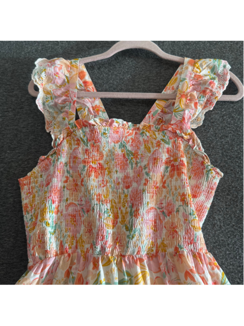 Haute Hippie Size 12 Floral Tiered Maxi Dress Smocked Boho Cottagecore Lace - Picture 5 of 9